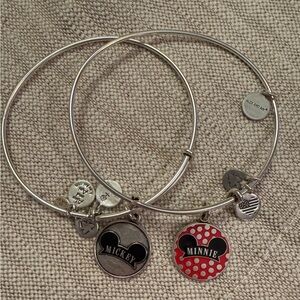Alex and Ani Silver Charm Bracelets with Red and Black Accents, set of 2
